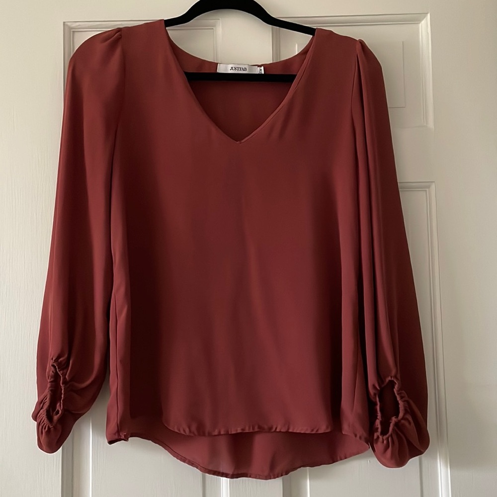 Mauve Balloon Long Sleeve Blouse